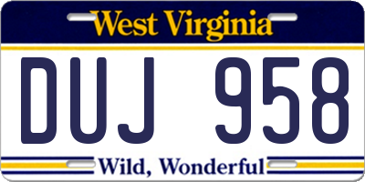 WV license plate DUJ958