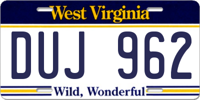 WV license plate DUJ962