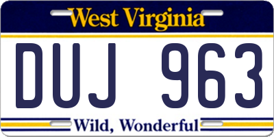 WV license plate DUJ963