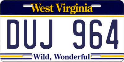 WV license plate DUJ964