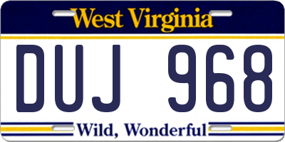 WV license plate DUJ968
