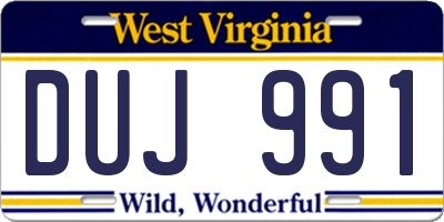 WV license plate DUJ991
