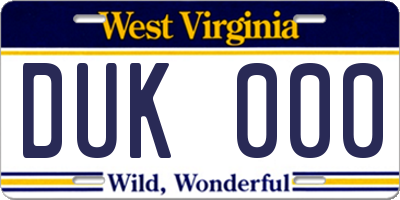WV license plate DUK000