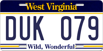 WV license plate DUK079