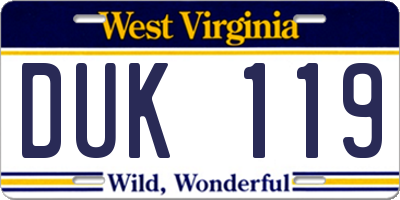 WV license plate DUK119