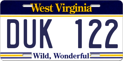 WV license plate DUK122