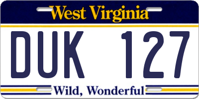 WV license plate DUK127