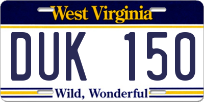 WV license plate DUK150