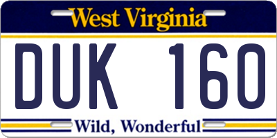 WV license plate DUK160