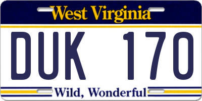 WV license plate DUK170