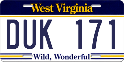 WV license plate DUK171