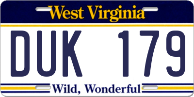 WV license plate DUK179