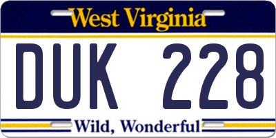 WV license plate DUK228