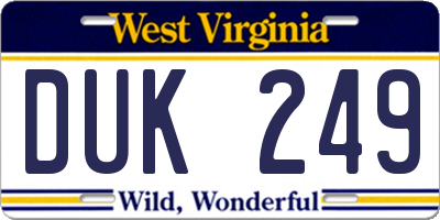 WV license plate DUK249