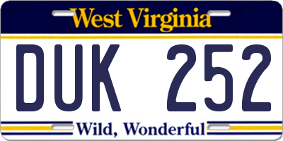 WV license plate DUK252