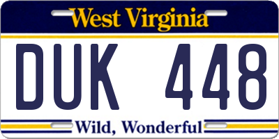 WV license plate DUK448