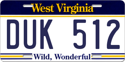 WV license plate DUK512