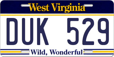 WV license plate DUK529