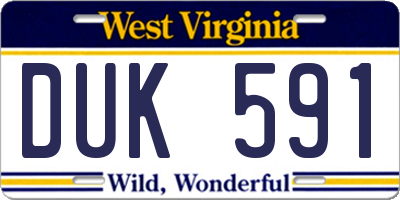 WV license plate DUK591