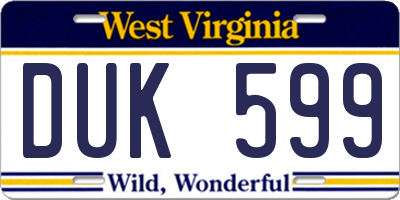 WV license plate DUK599