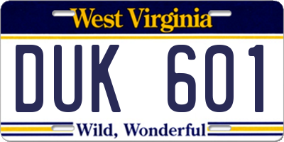 WV license plate DUK601