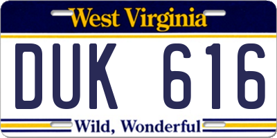 WV license plate DUK616