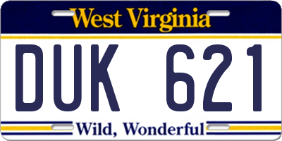 WV license plate DUK621
