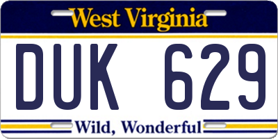 WV license plate DUK629