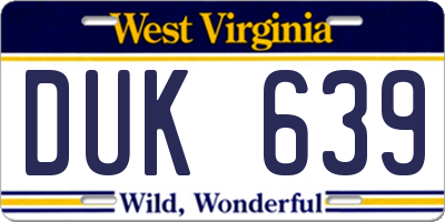 WV license plate DUK639