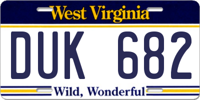 WV license plate DUK682