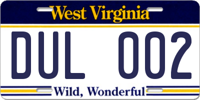 WV license plate DUL002