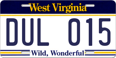 WV license plate DUL015