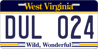WV license plate DUL024