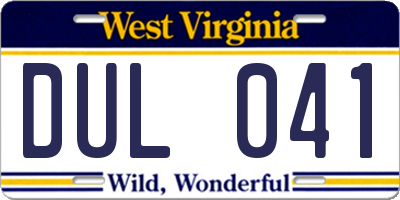 WV license plate DUL041