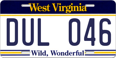 WV license plate DUL046