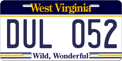 WV license plate DUL052