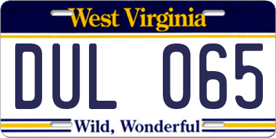 WV license plate DUL065