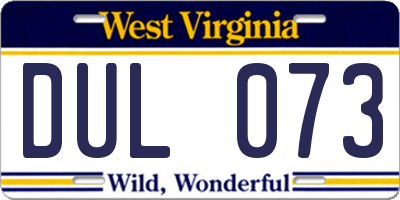 WV license plate DUL073