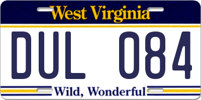 WV license plate DUL084