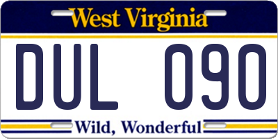 WV license plate DUL090