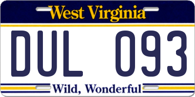 WV license plate DUL093