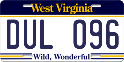 WV license plate DUL096