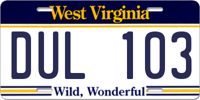 WV license plate DUL103