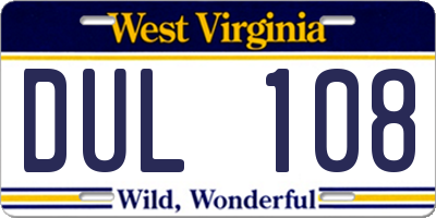 WV license plate DUL108