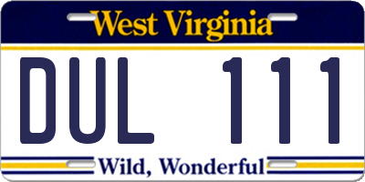 WV license plate DUL111