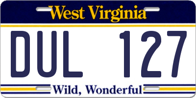 WV license plate DUL127