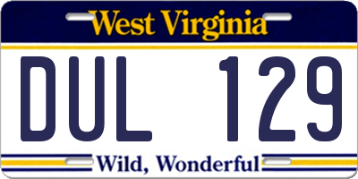 WV license plate DUL129