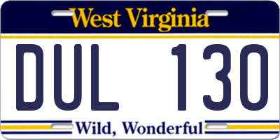 WV license plate DUL130
