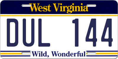 WV license plate DUL144