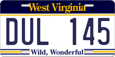 WV license plate DUL145